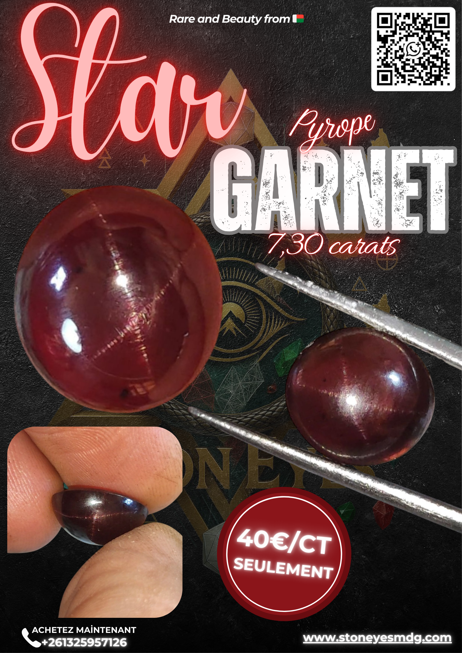 4 Star Pyrope Garnet