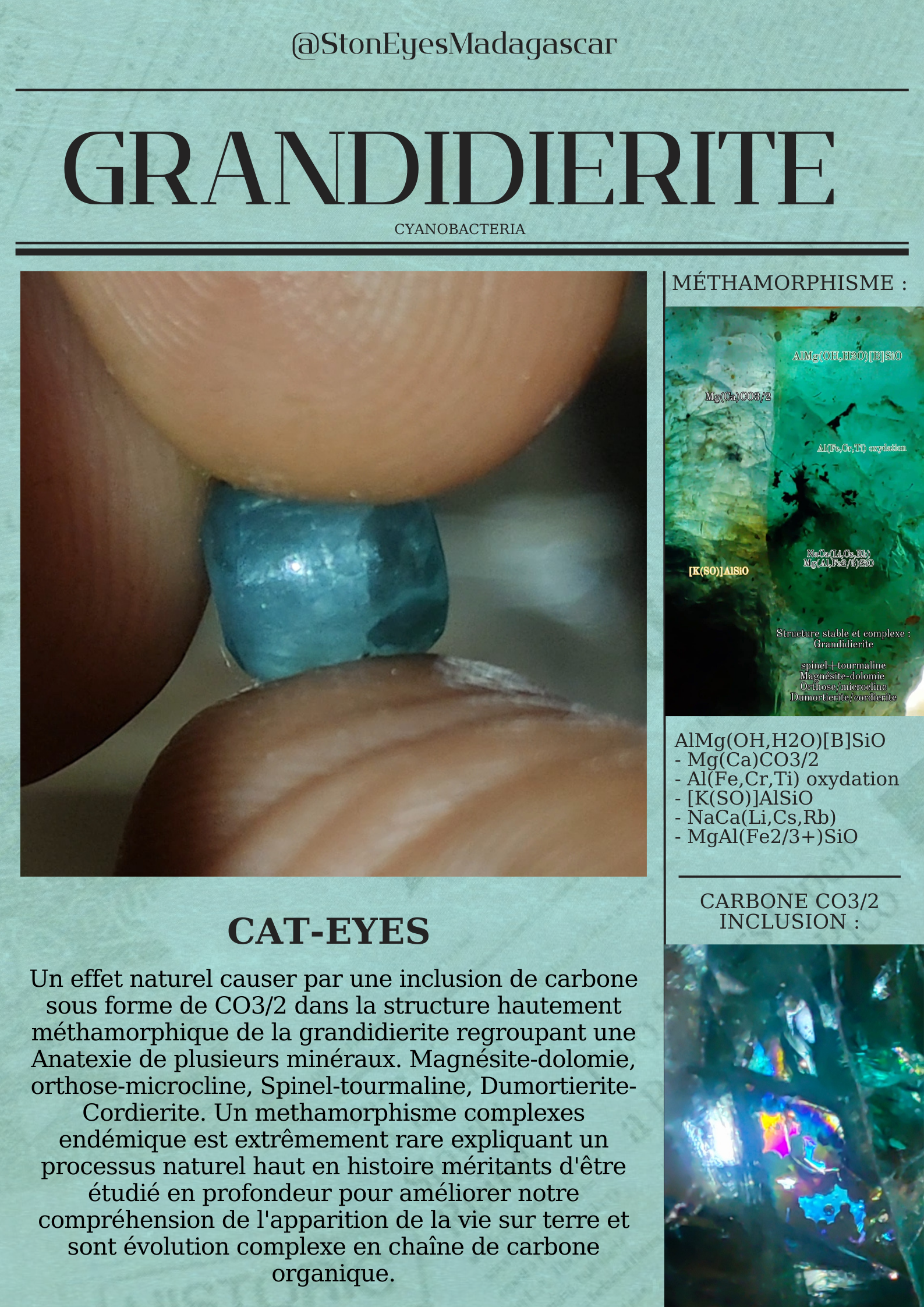 Very Rare Cat-eyes Artefact-CO2 Grandidierite from South of 🇲🇬